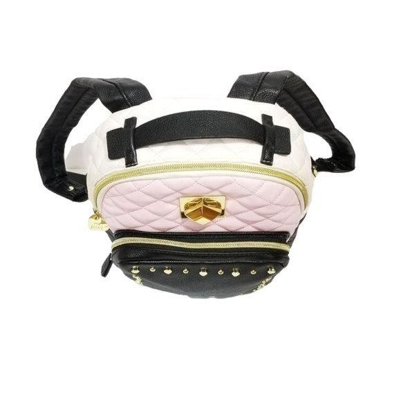 Betsey Johnson Quilted Mini Backpack in Pink and Black - Picture 8 of 9